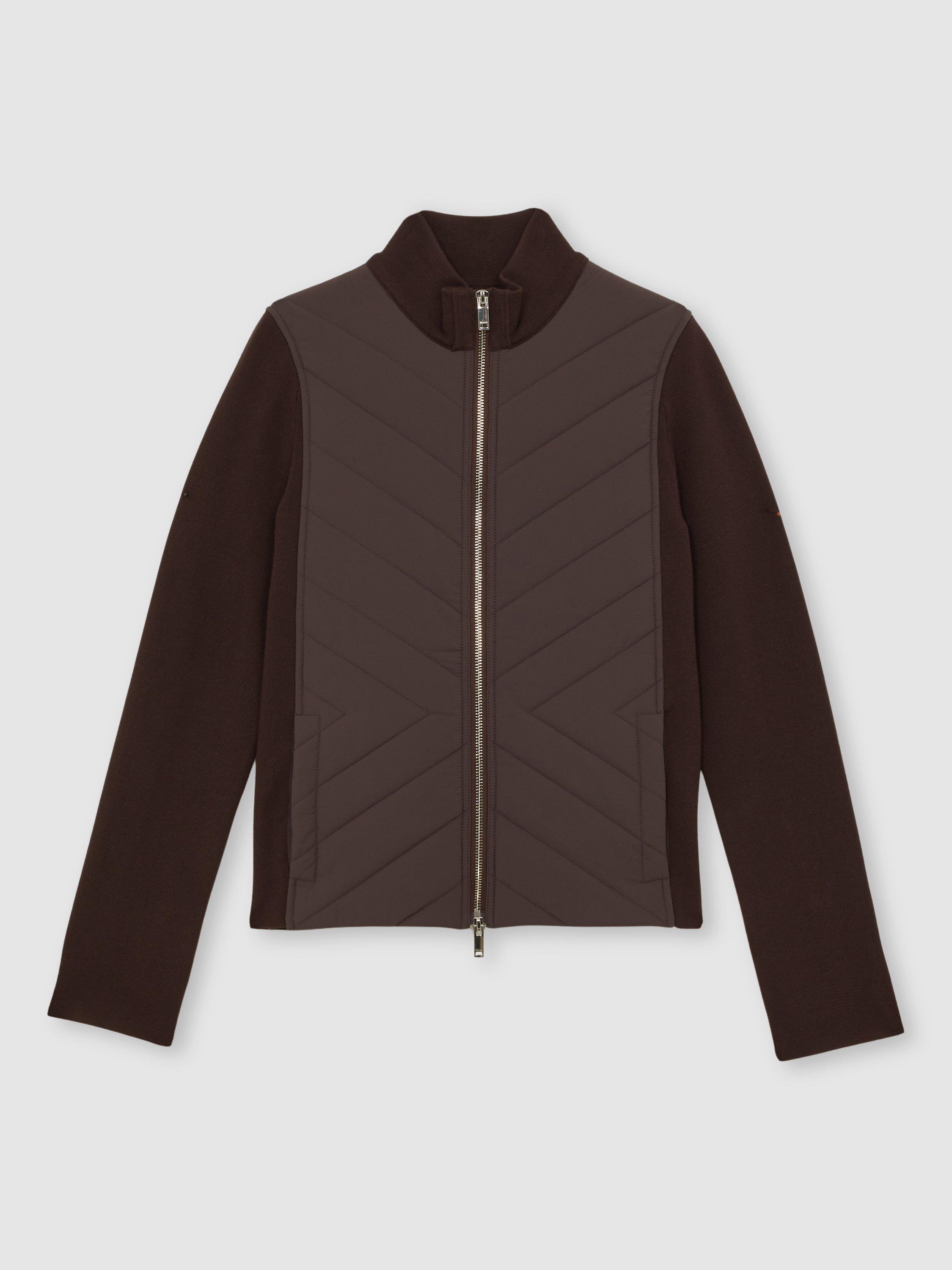 Product image 3 of 5, which shows Reiss Hansel Quilted Jacket, Chocolate Brown, 6