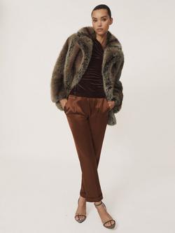 Reiss Laila Faux Fur Jacket, Brown, Brown