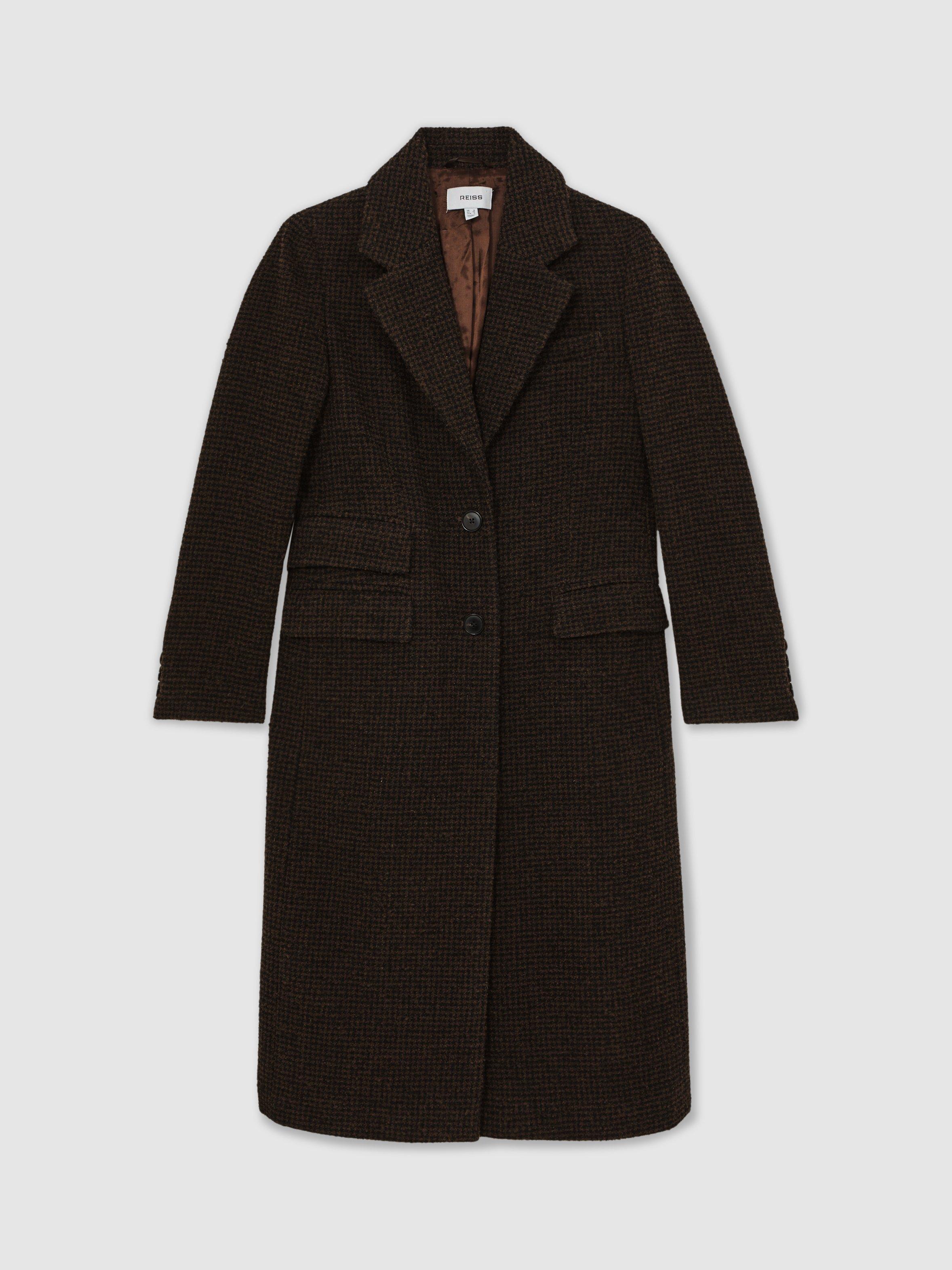 Product image 3 of 5, which shows Reiss Petite Kai Wool Blend Tailored Coat, Choco Brown, 6Pt