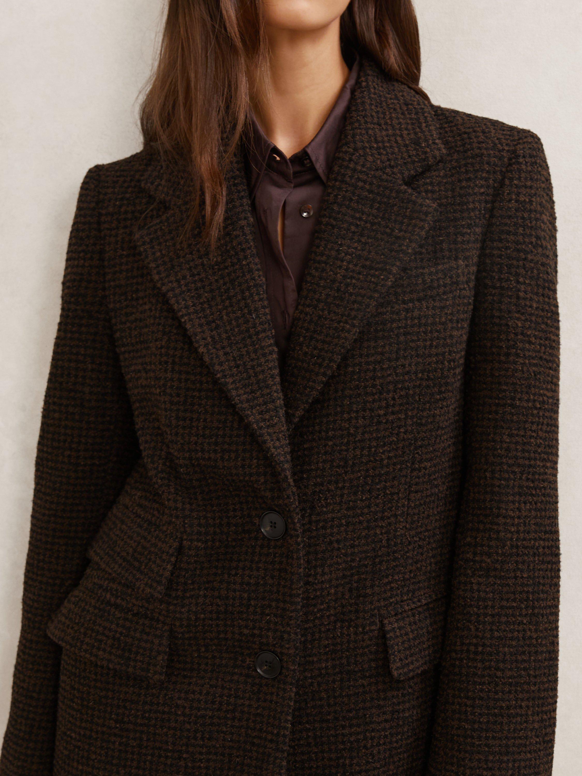 Product image 4 of 5, which shows Reiss Petite Kai Wool Blend Tailored Coat, Choco Brown, 6Pt