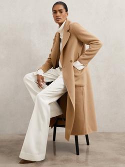 Reiss Lucia Double Breasted Wool Rich Coat, Camel, Camel