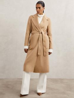 Reiss Lucia Double Breasted Wool Rich Coat, Camel - view 2, Camel
