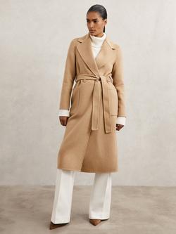 Reiss Lucia Petite Longline Wool Blend Coat, Camel, Camel