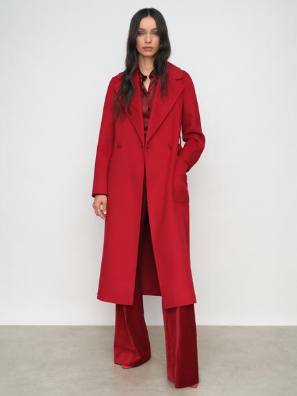 Reiss Lucia Belted Wool Rich Coat, Red - view 2, Red