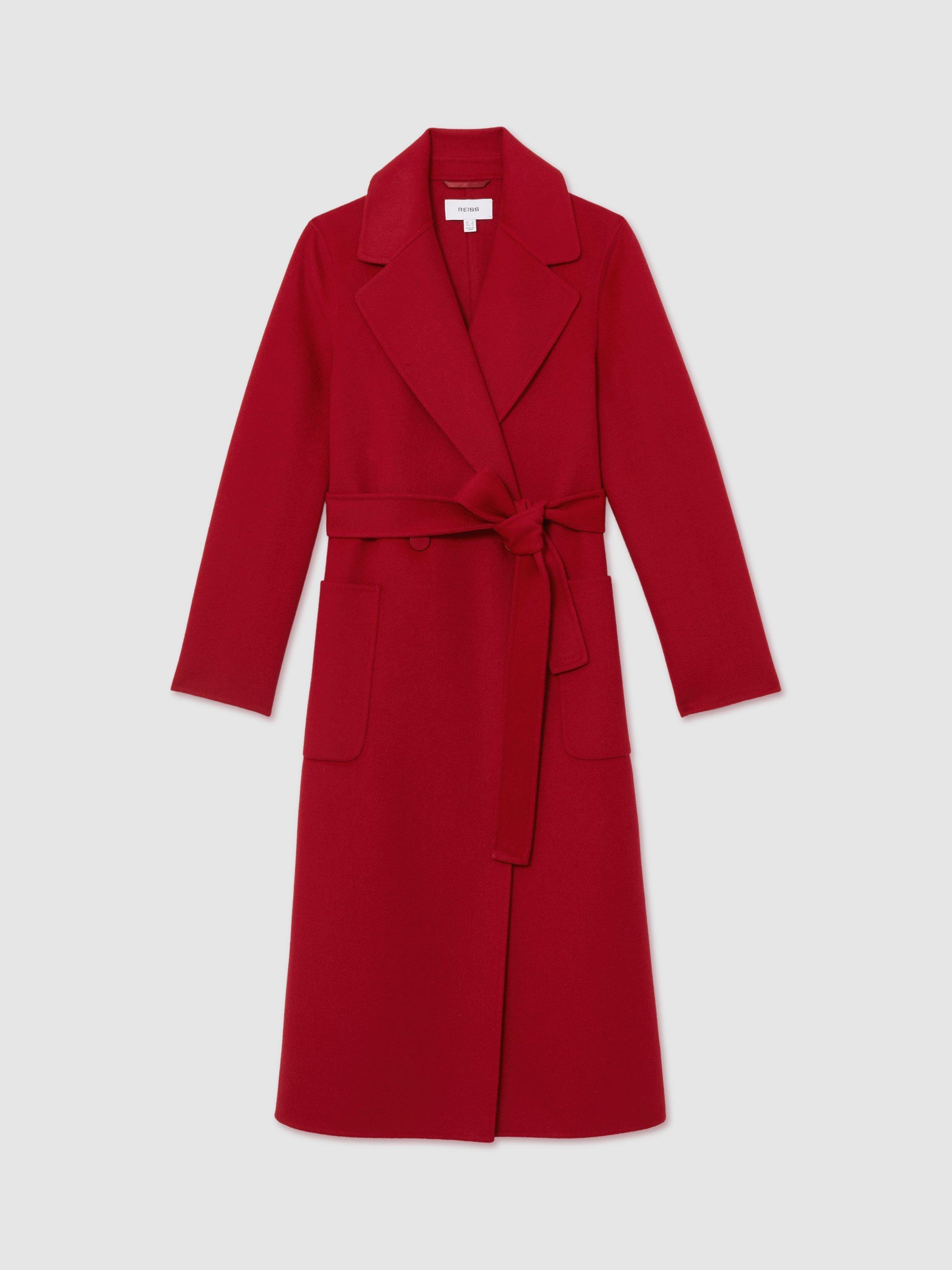 Product image 3 of 5, which shows Reiss Lucia Belted Wool Rich Coat, Red, 8