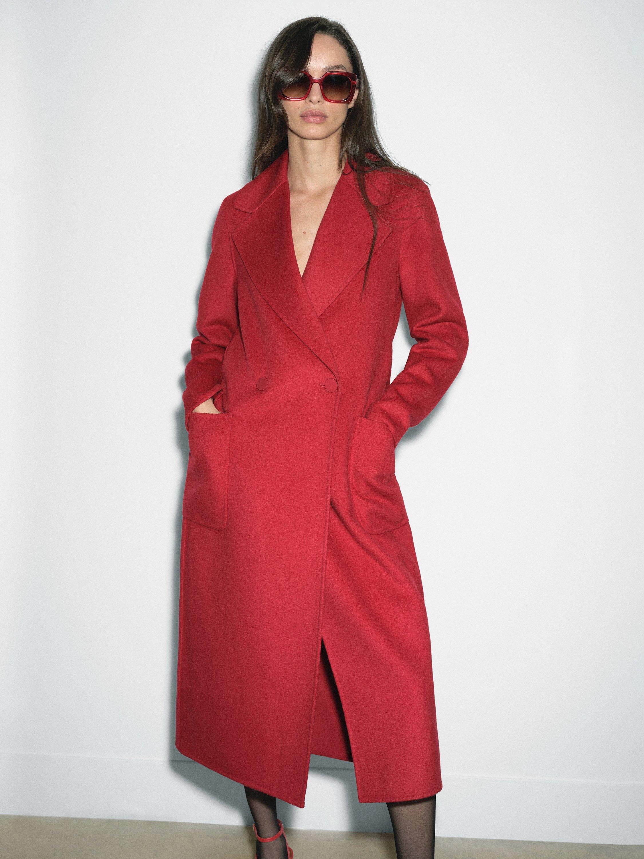Product image 4 of 5, which shows Reiss Lucia Belted Wool Rich Coat, Red, 8