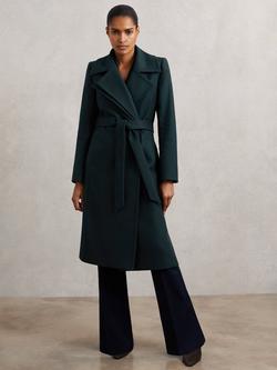 Reiss Odette Longline Wool Blend Coat, Teal, Teal