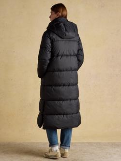 Joules Showerproof Padded Longline Coat, Black - view 2, Black