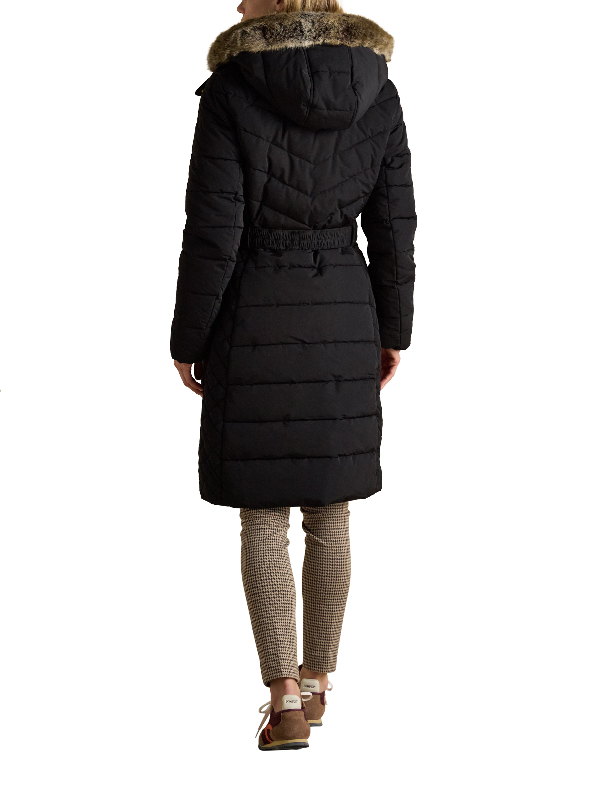 Product image 2 of 10, which shows Joules Shower Resistant Padded Longline Coat, Black, 16