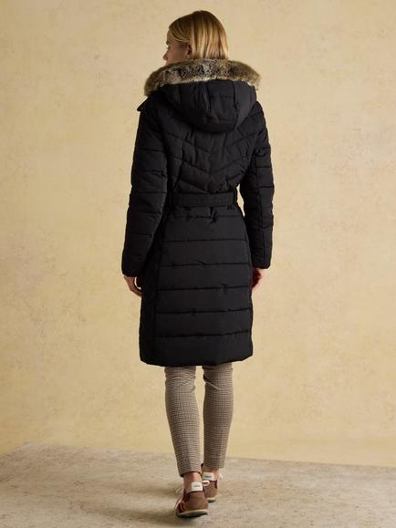 Joules Shower Resistant Padded Longline Coat, Black - view 2, Black