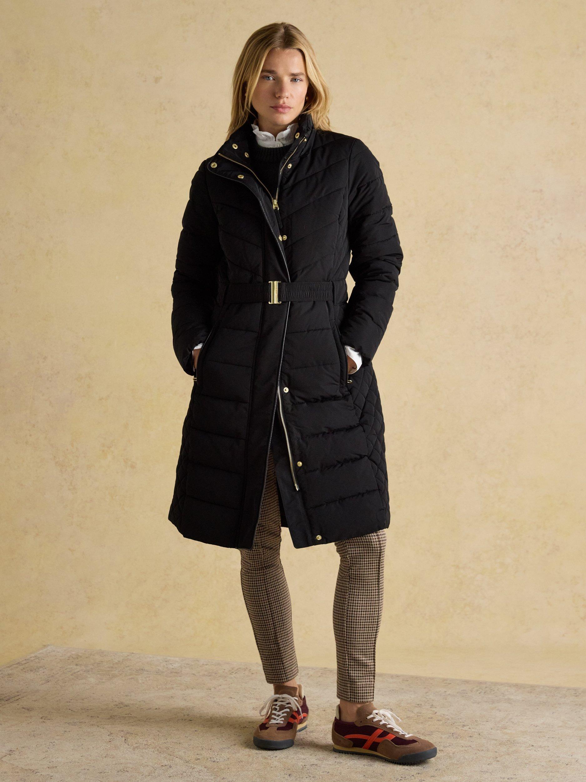 Product image 7 of 10, which shows Joules Shower Resistant Padded Longline Coat, Black, 16