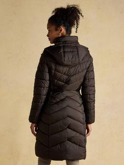 Joules Pembury Showerproof Longline Padded Coat, Brown - view 2, Brown