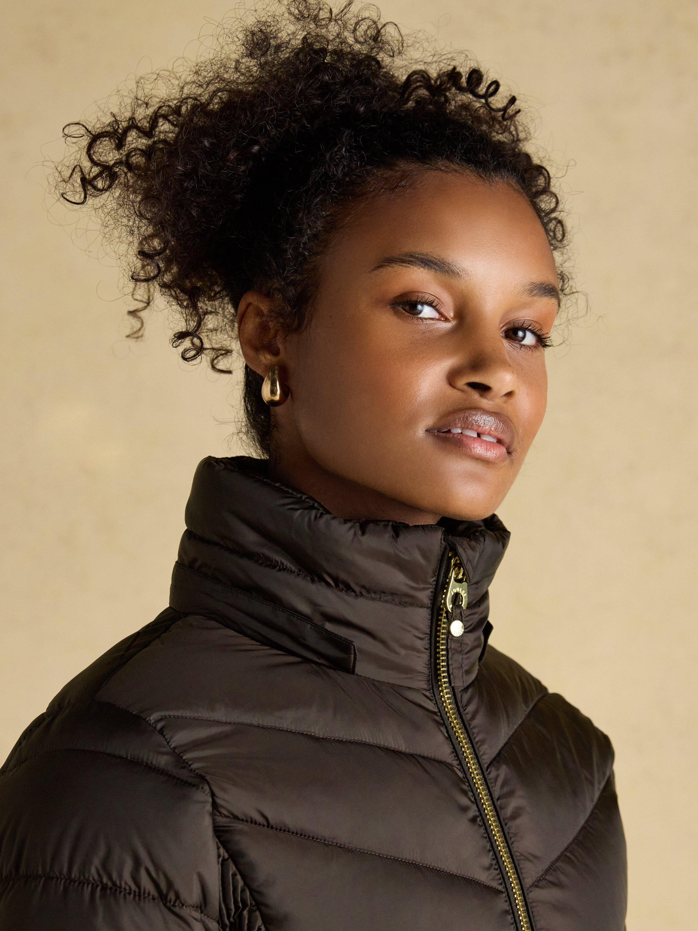 Product image 9 of 10, which shows Joules Pembury Showerproof Longline Padded Coat, Brown, 6