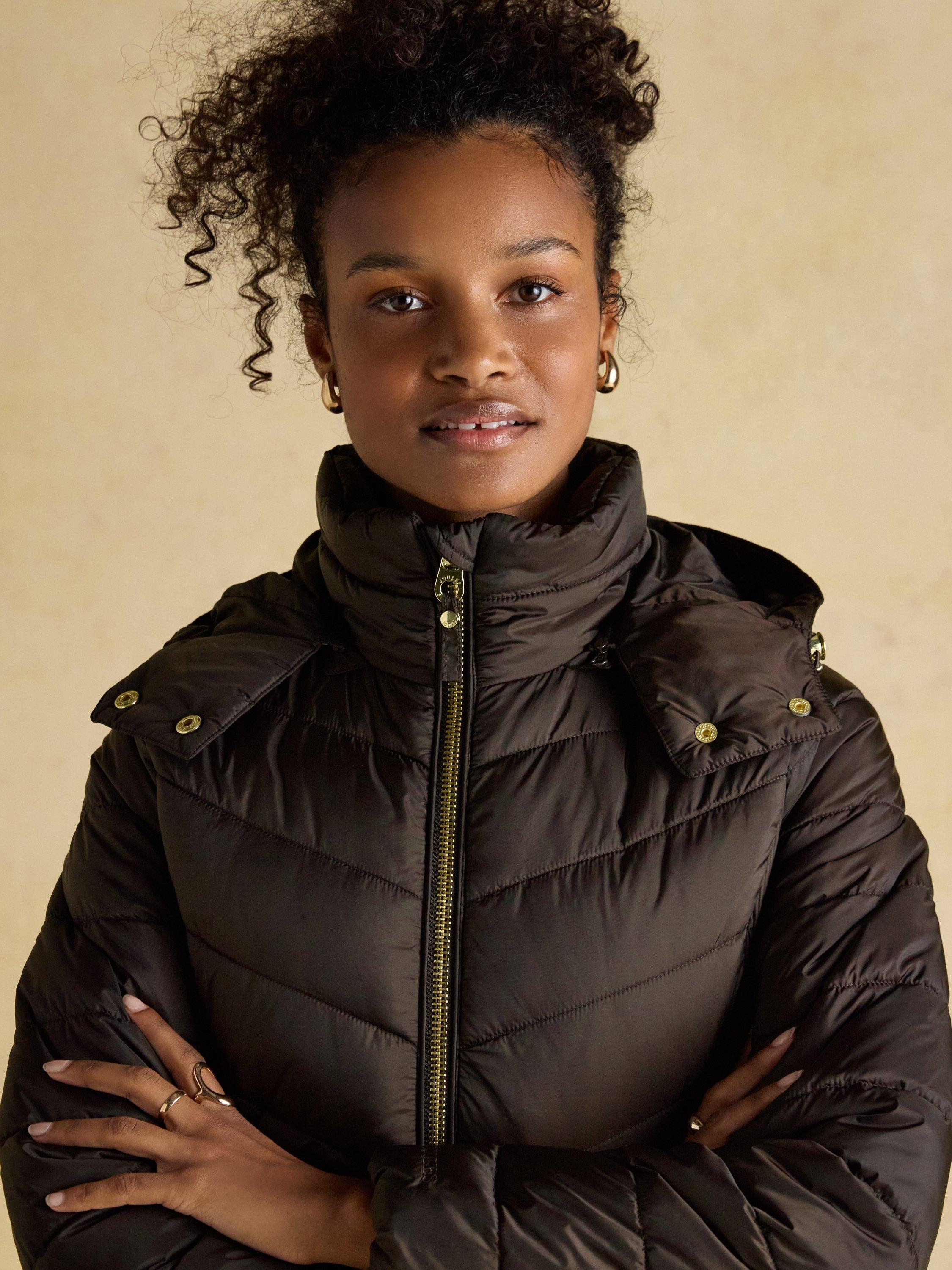Product image 10 of 10, which shows Joules Pembury Showerproof Longline Padded Coat, Brown, 6