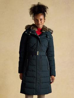 Joules Aspen Longline Quilted Funnel Neck Padded Coat, Navy