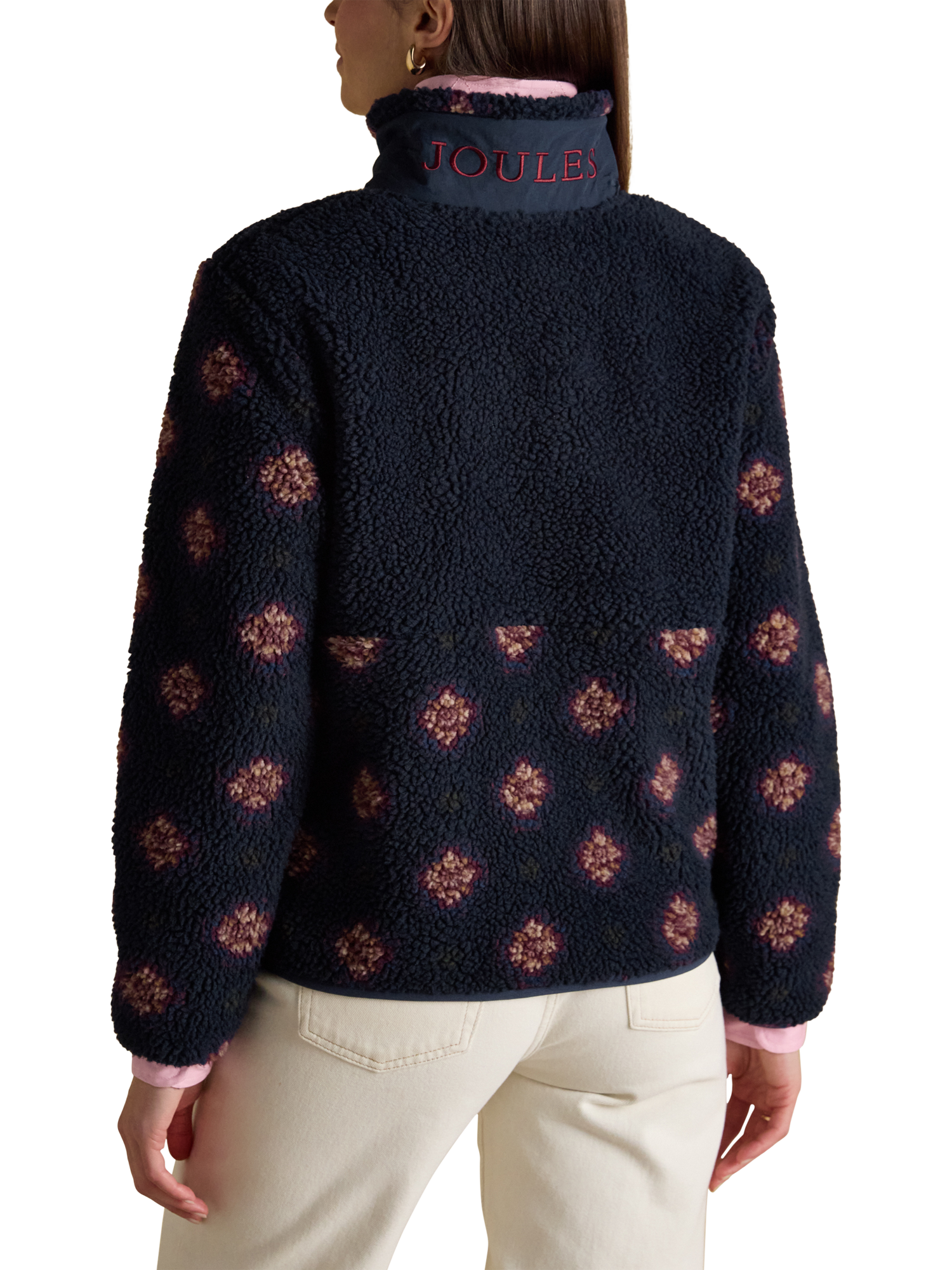 Product image 2 of 9, which shows Joules Geometric Borg Fleece, Navy, 6