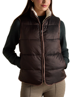 Joules Reversible Padded Gilet, Brown/Cream, Brown/Cream