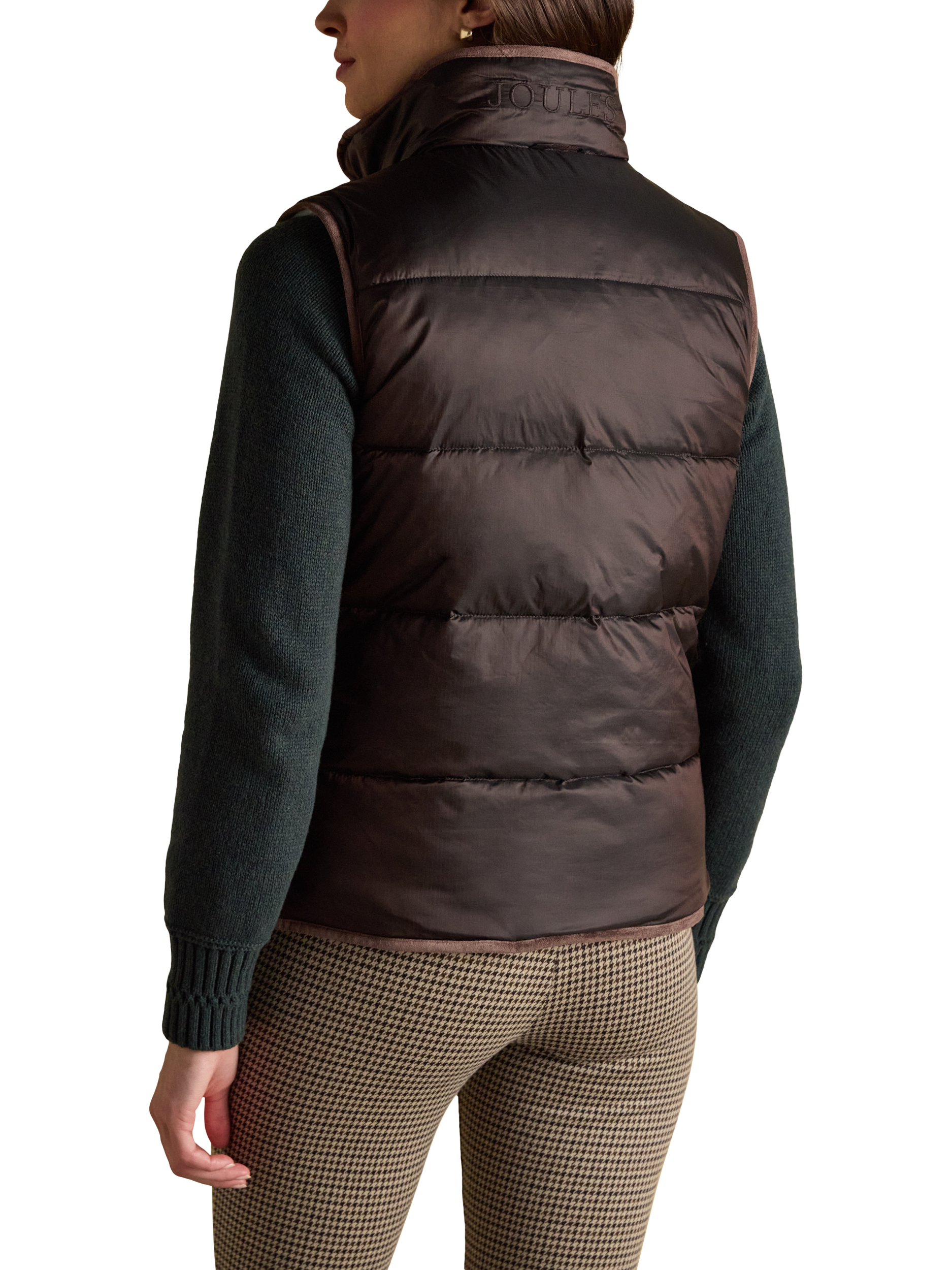 Product image 2 of 6, which shows Joules Reversible Padded Gilet, Brown/Cream, 6
