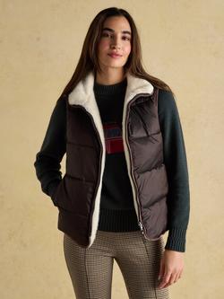 Joules Reversible Padded Gilet, Brown/Cream - view 2, Brown/Cream