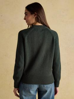 Joules Cotton Blend 4x4 Raglan sleeve Crew Neck Knitted Jumper - view 2, Green