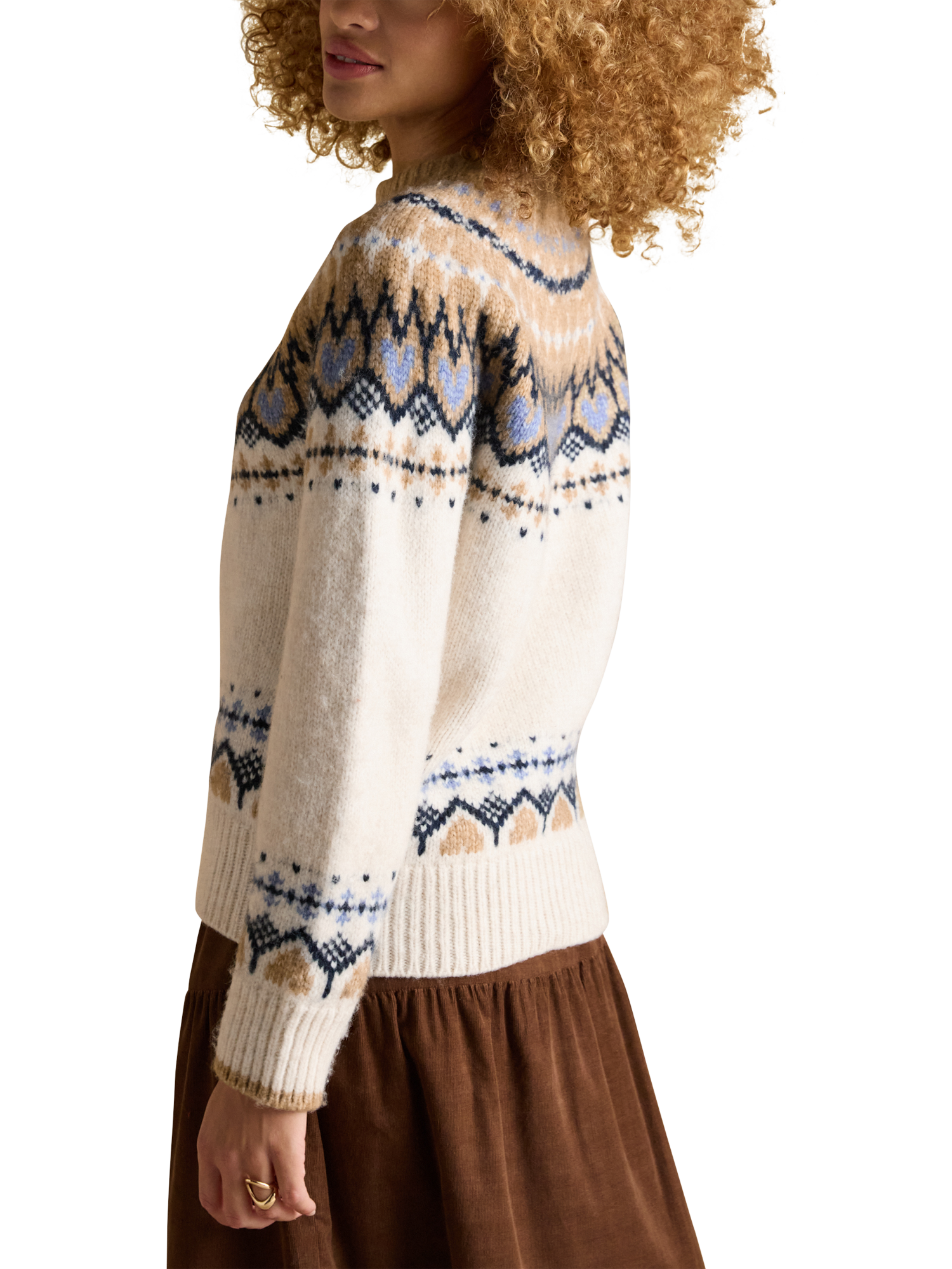 Product image 2 of 8, which shows Joules Fair Isle Jumper, Cream, XS
