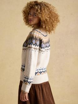 Joules Fair Isle Jumper, Cream - view 2, Cream