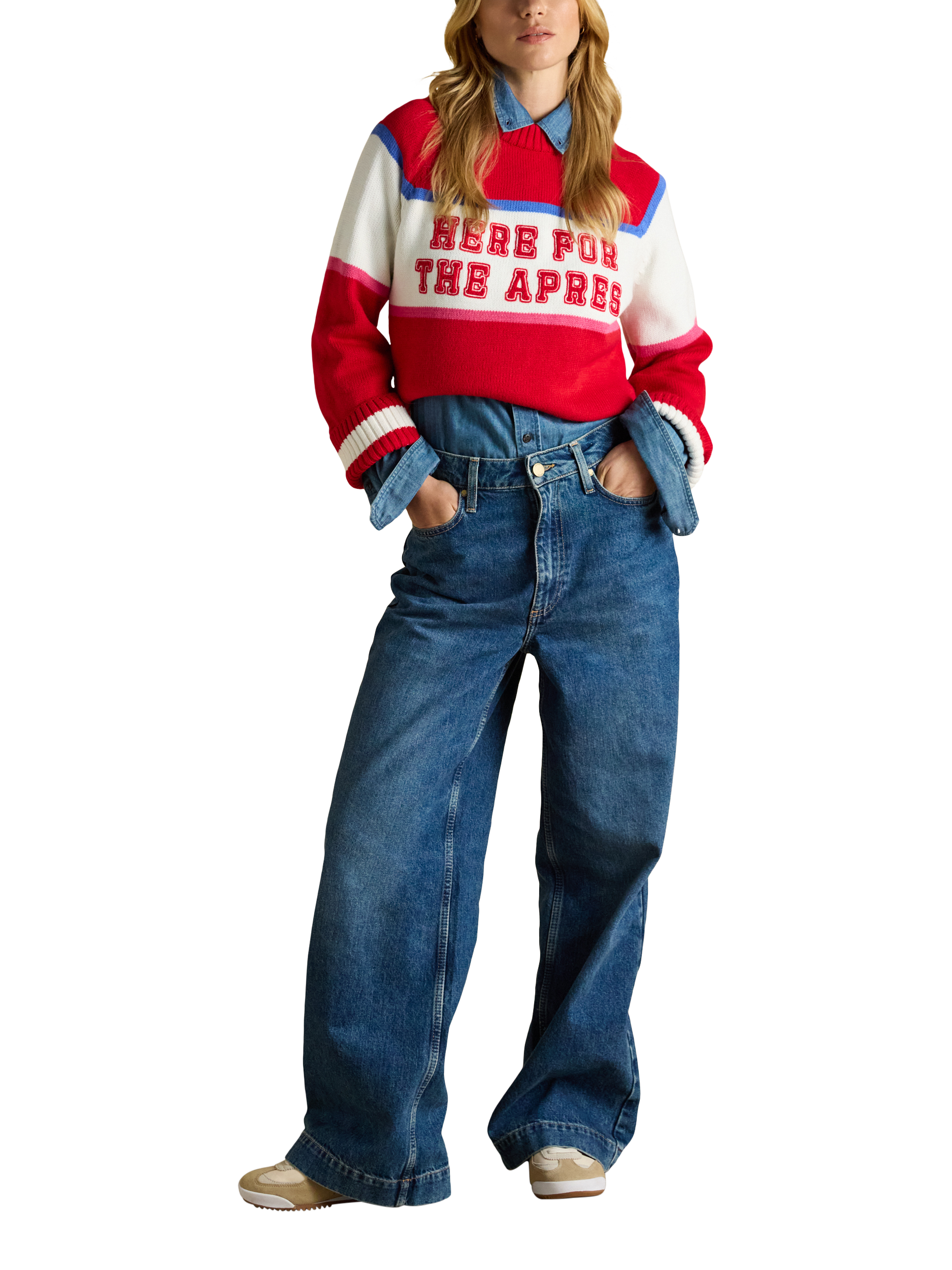 Product image 6 of 7, which shows Joules Here For The Apres Jumper, Red, XS