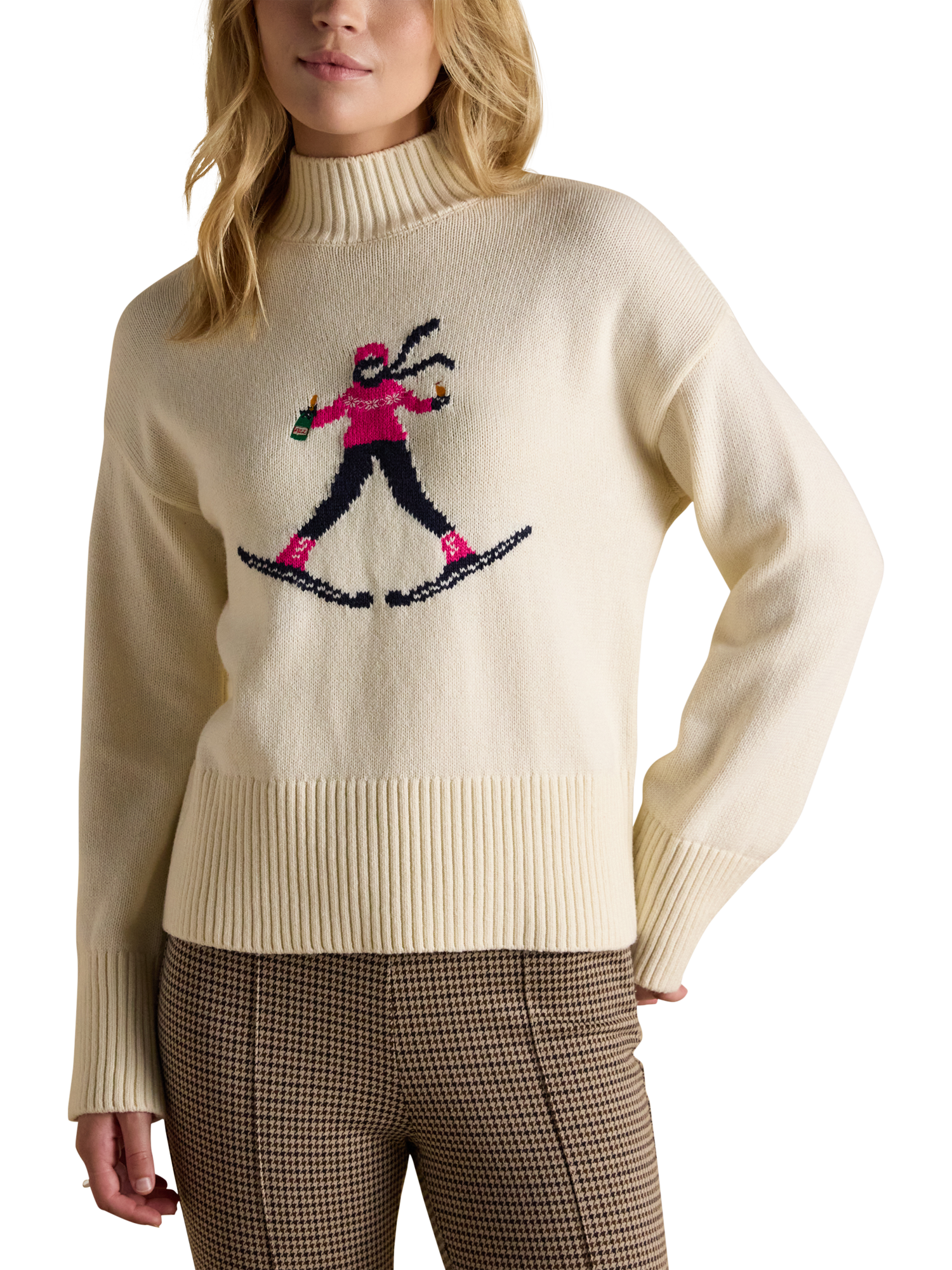 Product image 1 of 8, which shows Joules Ski Intarsia Jumper, Cream, XS