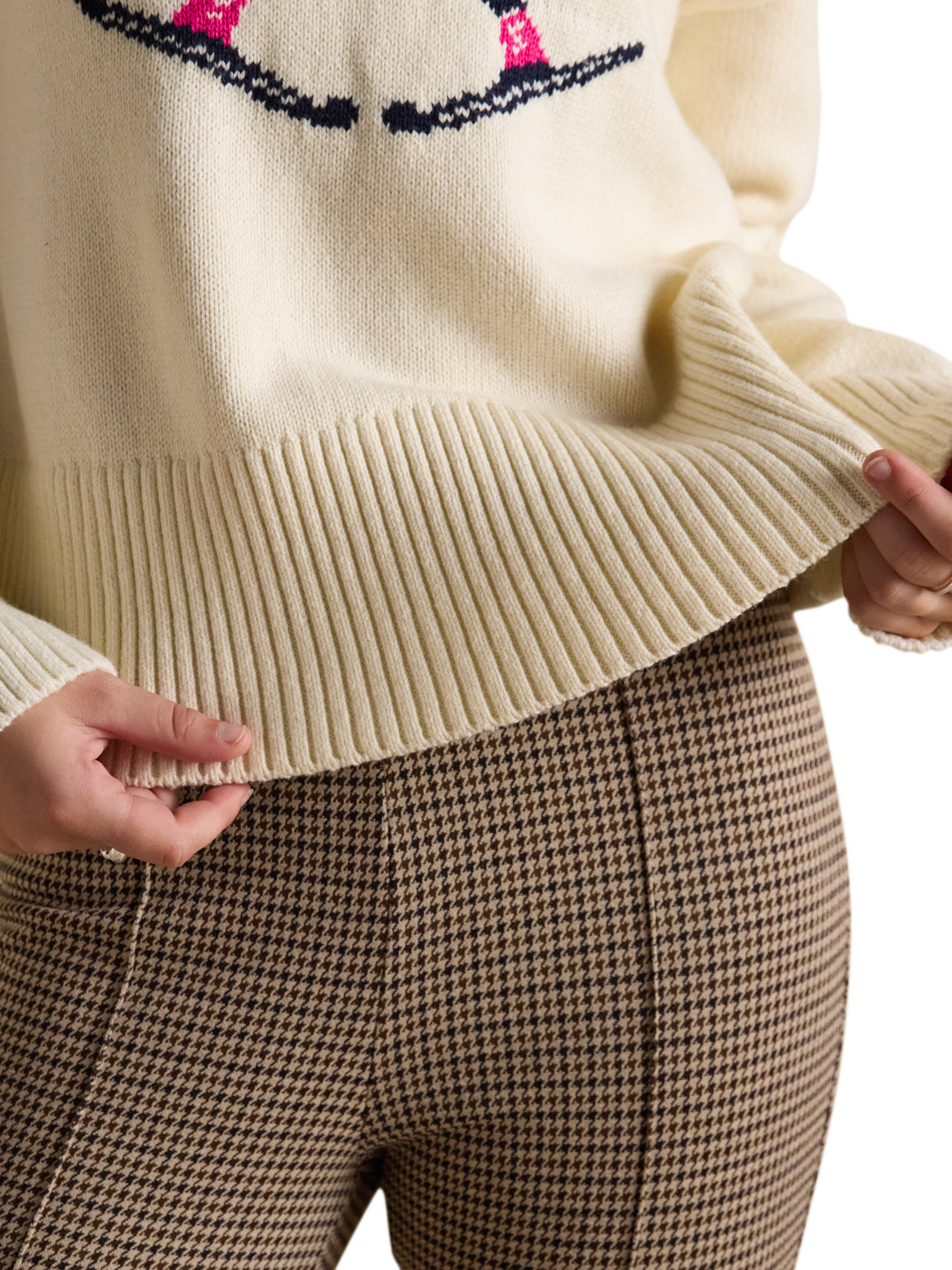 Product image 5 of 8, which shows Joules Ski Intarsia Jumper, Cream, XS