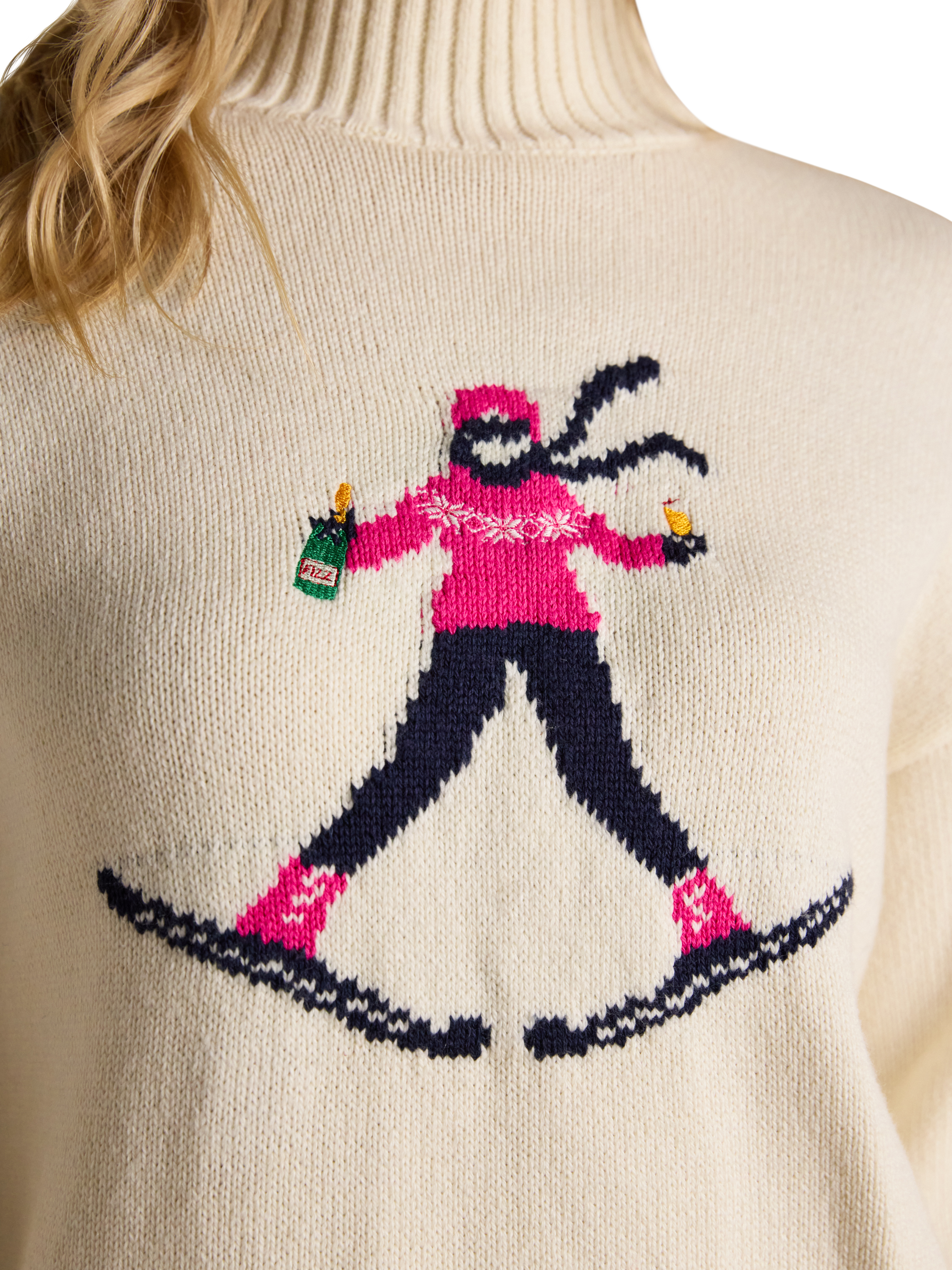 Product image 6 of 8, which shows Joules Ski Intarsia Jumper, Cream, XS