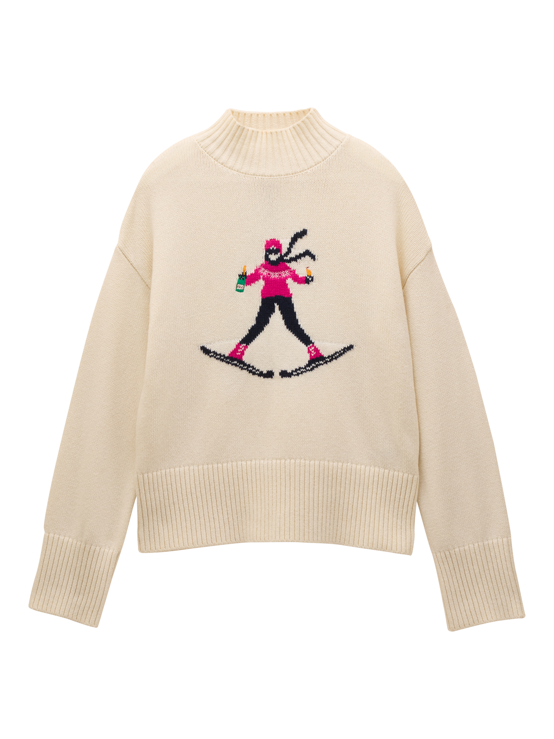 Product image 7 of 8, which shows Joules Ski Intarsia Jumper, Cream, XS