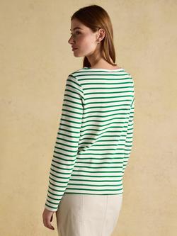 Joules Harbour Boat Neck Breton Top - view 2, Green/White