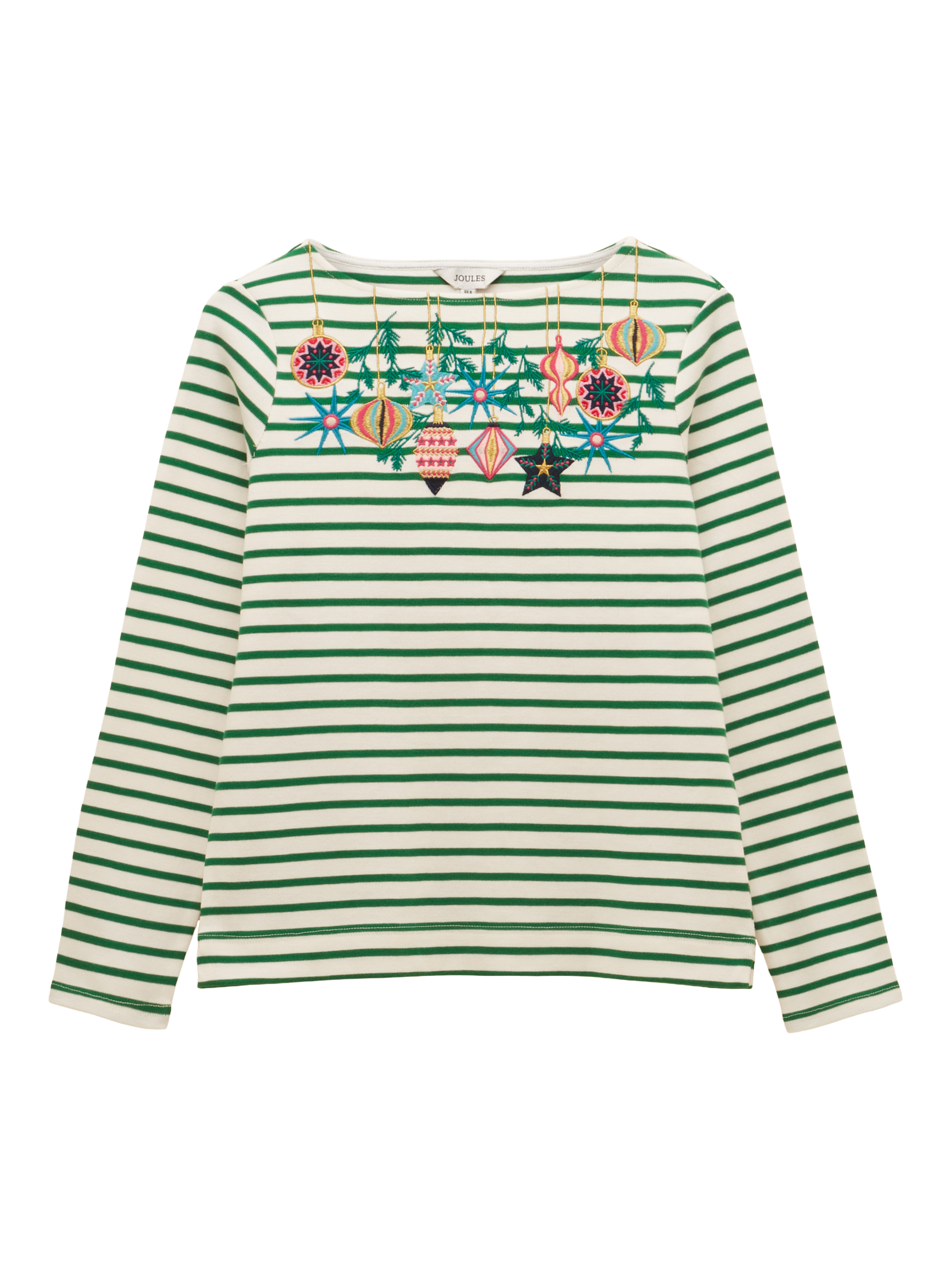 Product image 7 of 7, which shows Joules Harbour Boat Neck Breton Top , Green/White, 6