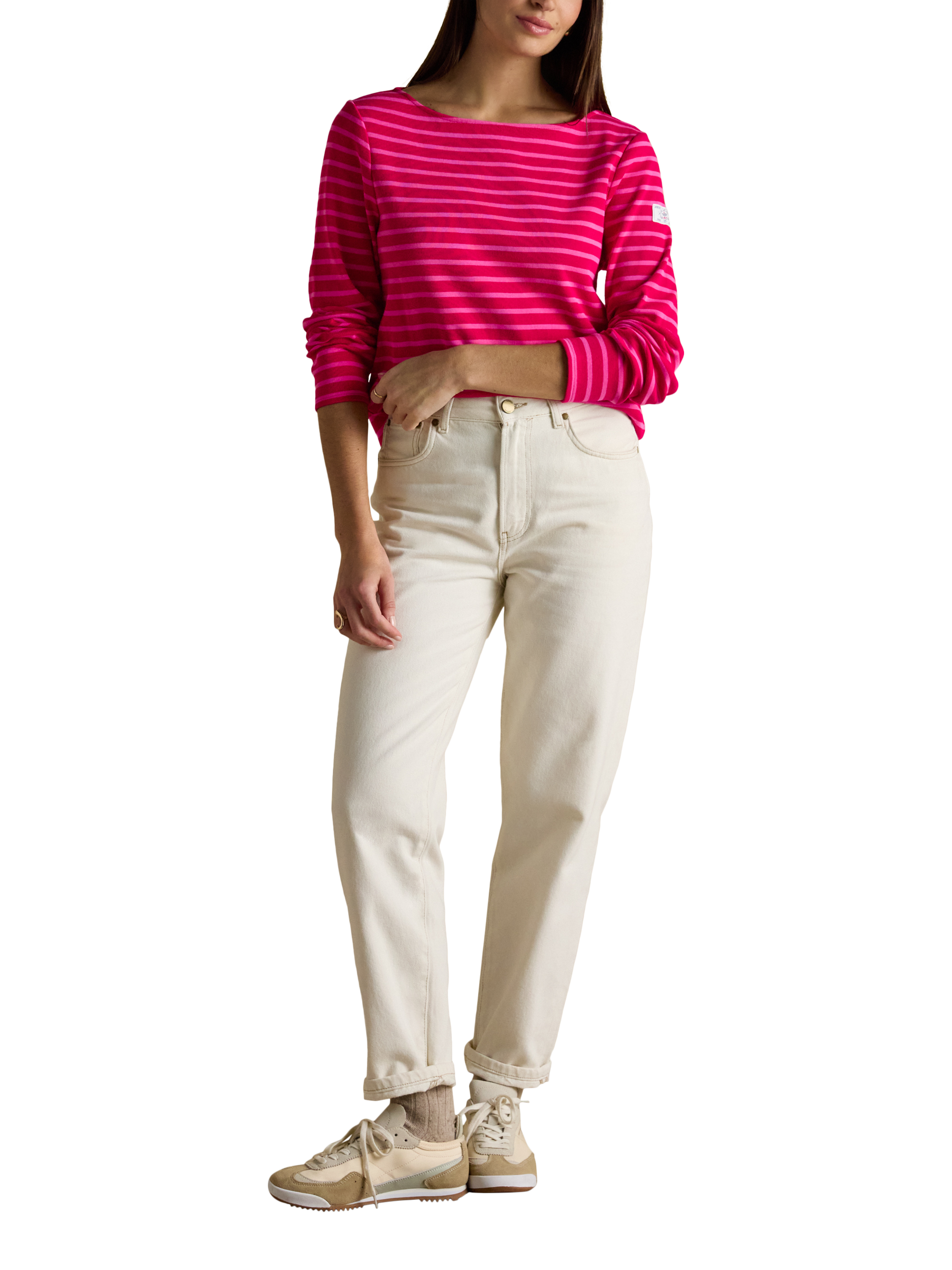 Product image 5 of 7, which shows Joules Breton Stripe Top, Pink, 6