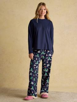 Joules Festive Long Pyjama Set, Navy, Navy