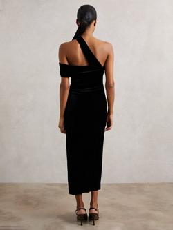 Reiss Dalia Asymmetric Neck Sleeveless Midi Dress, Black - view 2, Black