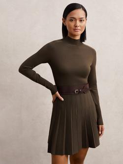 Reiss Lici Mini Skater Dress, Mocha Brown, Mocha Brown