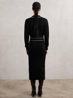 Reiss Lorrie Wool Blend Jumper Dress, Black/Ivory - view 2, Black/Ivory