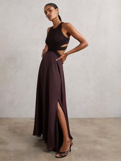 Reiss Paloma Cut Out Maxi Dress, Burgundy - view 2, Burgundy