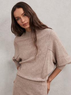 Reiss Suni Roll Neck Wool Blend Jumper Dress, Neutral - view 2, Neutral