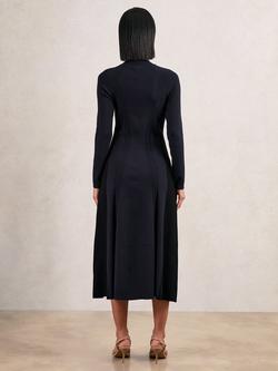Reiss Zaya High Neck Long Sleeve Midi Dress, Navy/Black - view 2, Navy/Black