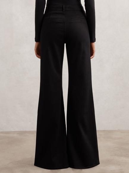 Reiss Ria Button Detail Flared Jeans, Black - view 2, Black