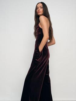 Reiss Petite Andria Bandeau Velvet Jumpsuit, Burgundy - view 2, Burgundy