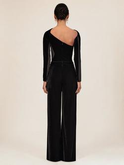 Reiss Karolina Cut Out Velvet Jumpsuit, Black - view 2, Black