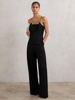 Reiss Olara Chain Detail Jumpsuit, Black, Black
