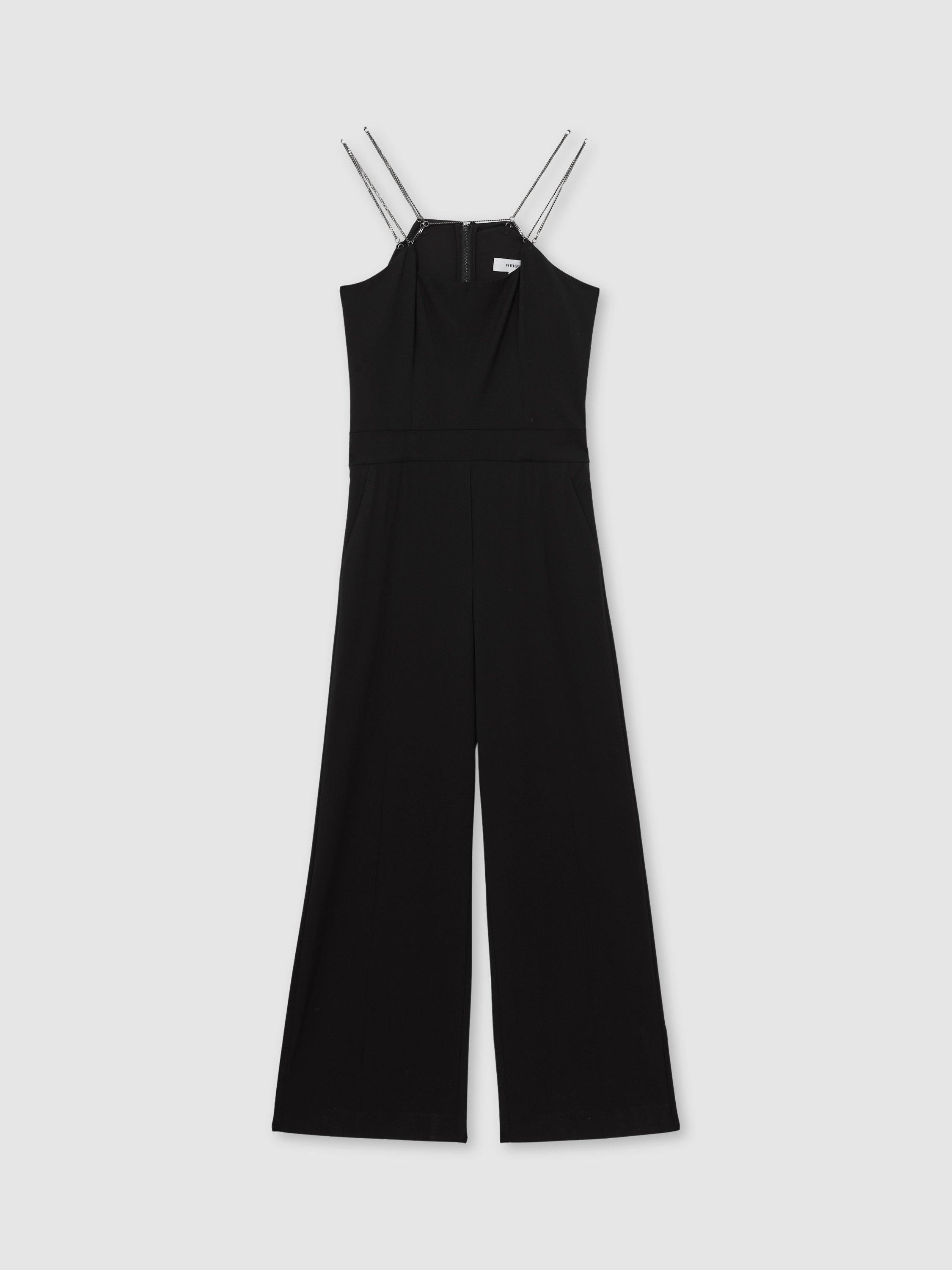 Product image 3 of 5, which shows Reiss Olara Chain Detail Jumpsuit, Black, 6