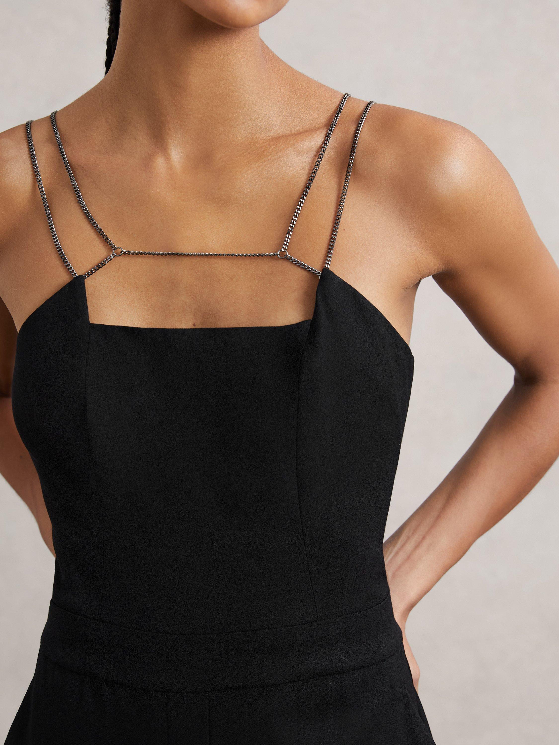 Product image 4 of 5, which shows Reiss Olara Chain Detail Jumpsuit, Black, 6