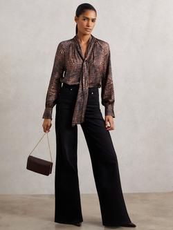 Reiss Naomi Animal Print Top, Brown, Brown