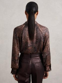 Reiss Naomi Animal Print Top, Brown - view 2, Brown
