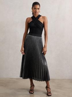 Reiss Taylor Pleated Skirt, Charcoal Grey, Charcoal Grey